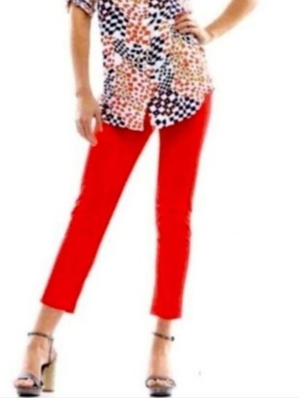 Cabi Style #646 Women's Work It Capri Cropped Pants in Poppy Red Size 2